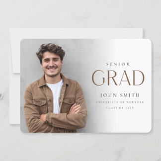 Simple Minimal Senior Grad Photo Master Graduation 案内状