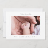 Simple Minimal Taupe Photo Baby Announcement Card 招待状 (裏面)