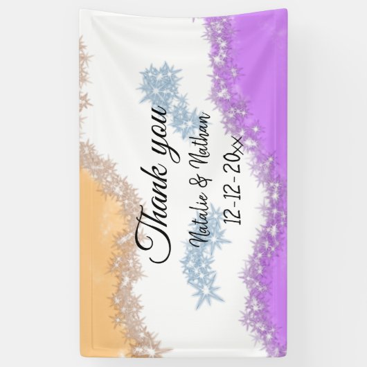 Simple minimal thank you couple name text date cus 横断幕 (縦)