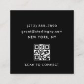 Simple Minimal Typography Black スクエア名刺 (裏面)