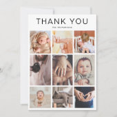 Simple Minimalist 10 Photo Collage New Baby  サンキューカード (正面)