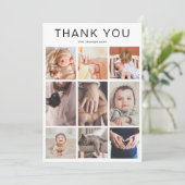 Simple Minimalist 10 Photo Collage New Baby  サンキューカード (スタンド正面)
