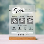 Simple Minimalist 3 Qr Code Scan To Pay Frosted アクリルサイン (ニュートラル)