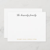 Simple Minimalist Black And Gold Family Name  ノートカード (正面/裏面)