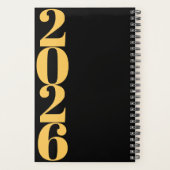 Simple Minimalist Black and Gold Name and Year  プランナー手帳 (裏面)