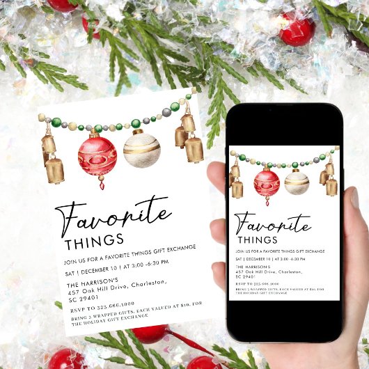 simple Minimalist Black and White Favorite Things 招待状