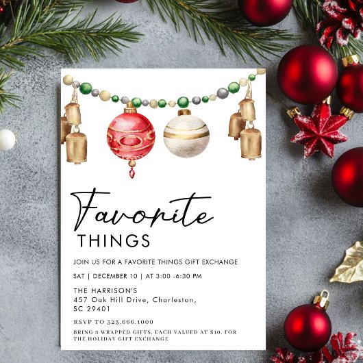 simple Minimalist Black and White Favorite Things  招待状