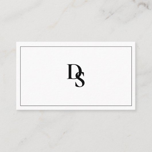 Simple Minimalist Black and White Monogram 名刺 (正面)