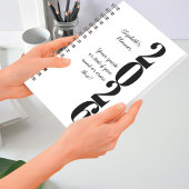 Simple Minimalist Black and White Name and Year  プランナー手帳