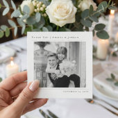 Simple Minimalist Black and White Wedding Photo サンキューカード