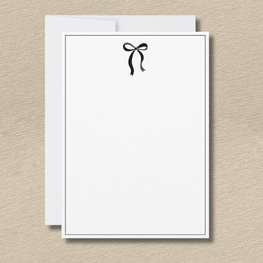 Simple Minimalist Black Bow Thin Border No text ノートカード