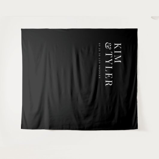 Simple minimalist black wedding backdrop タペストリー (正面(横))