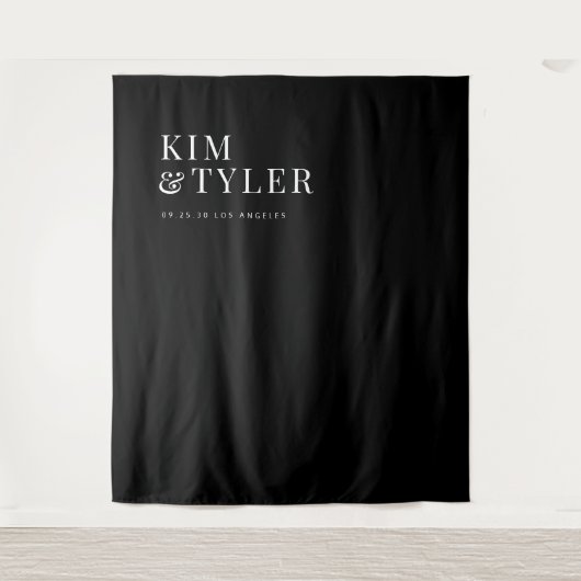 Simple minimalist black wedding backdrop タペストリー (正面)