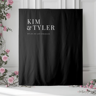 Simple minimalist black wedding backdrop タペストリー