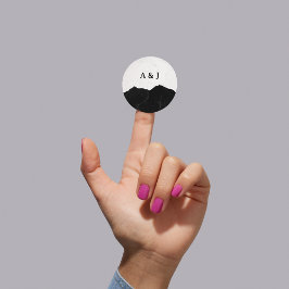 Simple Minimalist Black & White Wedding ラウンドシール