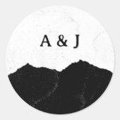 Simple Minimalist Black & White Wedding ラウンドシール (正面)