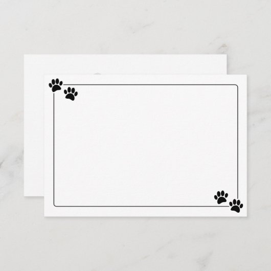 Simple Minimalist Blank Bodered Dog Paw Prints ノートカード (正面/裏面)