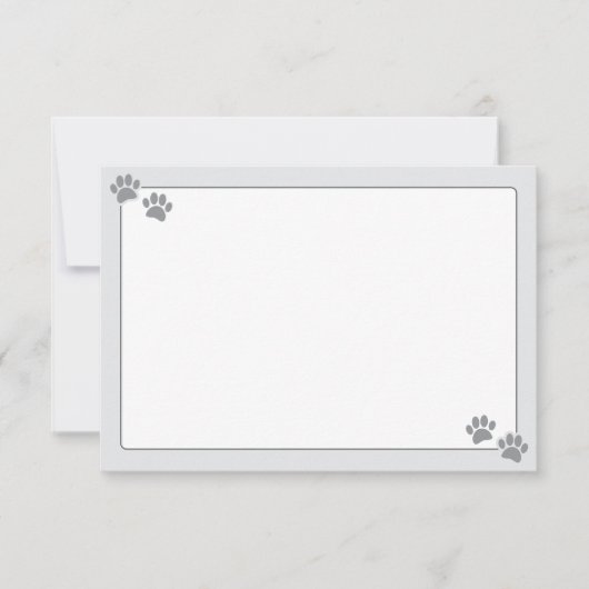 Simple Minimalist Blank Bordered Dog Paw Prints ノートカード (正面)