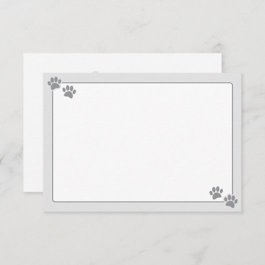 Simple Minimalist Blank Bordered Dog Paw Prints ノートカード (正面/裏面)