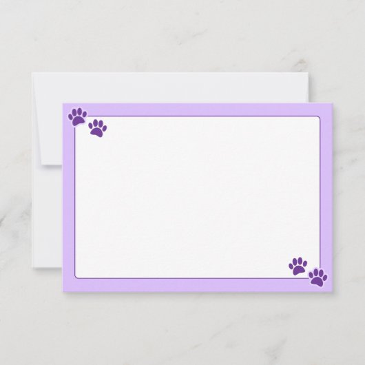 Simple Minimalist Blank With Border Dog Paw Prints ノートカード (正面)