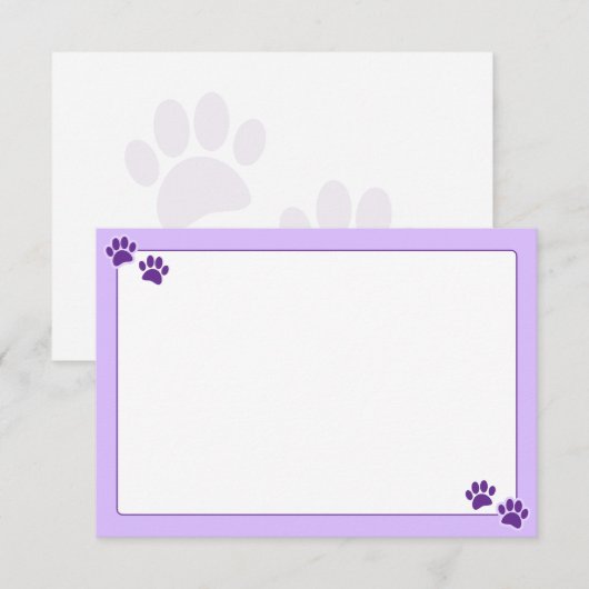 Simple Minimalist Blank With Border Dog Paw Prints ノートカード (正面/裏面)