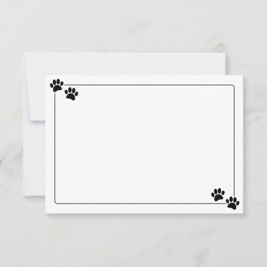 Simple Minimalist Blank With Border Dog Paw Prints ノートカード (正面)