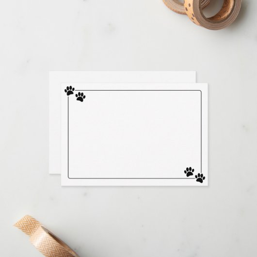 Simple Minimalist Blank With Border Dog Paw Prints ノートカード (正面/裏面インサイチュ)