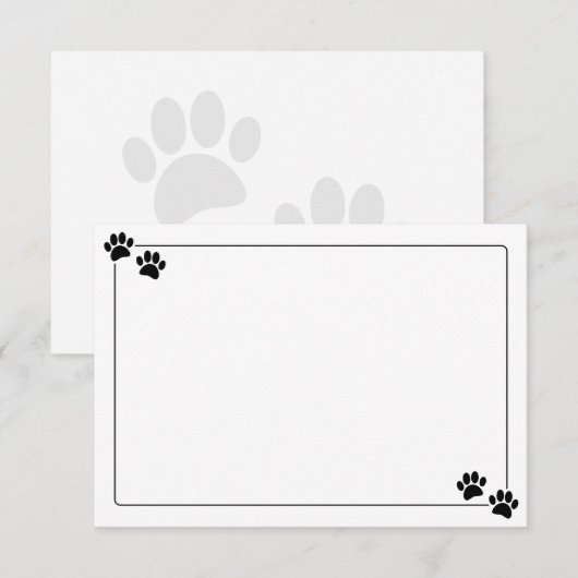 Simple Minimalist Blank With Border Dog Paw Prints ノートカード (正面/裏面)