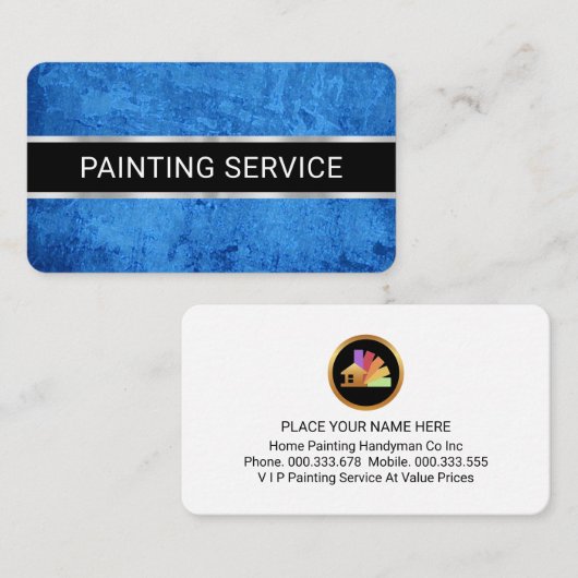 Simple Minimalist Blue Paint Grunge 名刺 (正面/裏面)