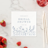 Simple Minimalist Blue Wildflower Bridal Shower スタンダードカクテルナプキン (インサイチュ)