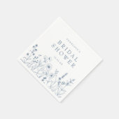 Simple Minimalist Blue Wildflower Bridal Shower スタンダードカクテルナプキン (角)