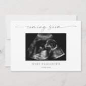 Simple Minimalist Boho Pregnancy Announcement Card 招待状 (正面)
