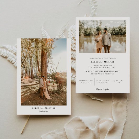 Simple Minimalist Boho Wedding 2 Photos 招待状