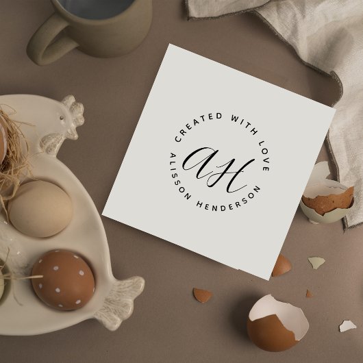Simple Minimalist Created With Love Name Initials セルフインキングスタンプ