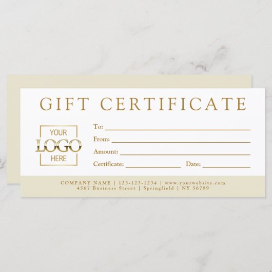 Simple Minimalist Custom Business Gift Certificate (正面/裏面)
