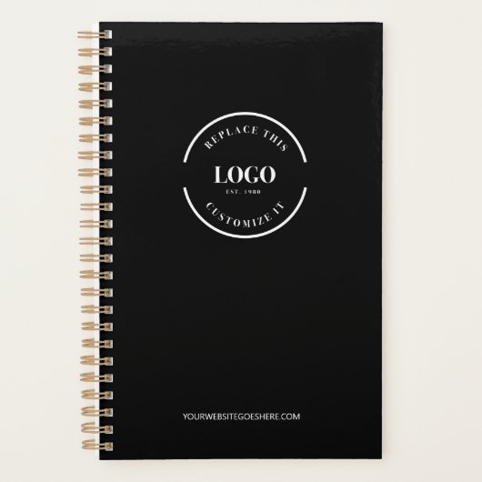 Simple Minimalist Custom Logo Branded black プランナー手帳 (正面)
