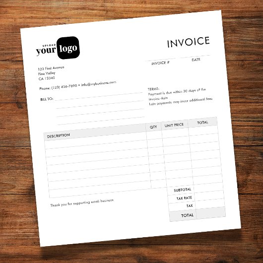 Simple Minimalist Custom Logo Invoice ノートパッド