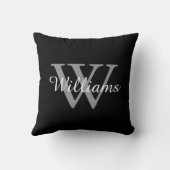 Simple Minimalist Custom Monogram Name クッション (裏面)