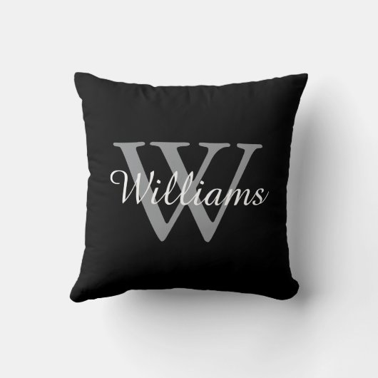 Simple Minimalist Custom Monogram Name クッション (裏面)