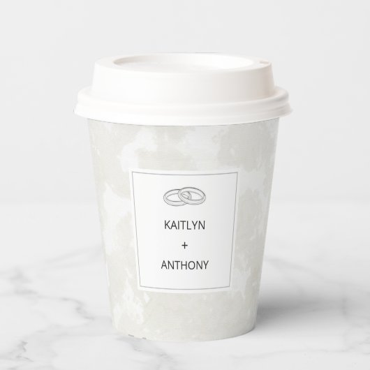 Simple Minimalist Elegant Custom Name Wedding 紙コップ (正面)