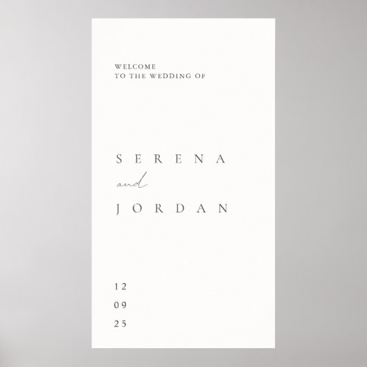 Simple Minimalist Elegant Wedding Welcome Poster ポスター (正面)