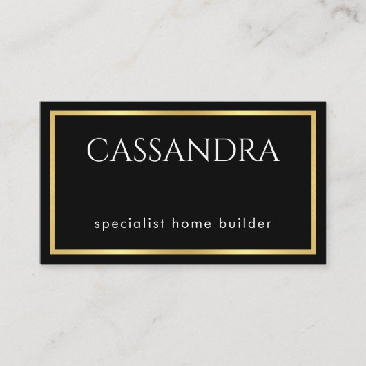 Simple Minimalist Gold Frame Your Name  名刺 (正面)