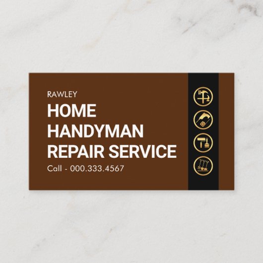Simple Minimalist Gold Handyman Works 名刺 (正面)