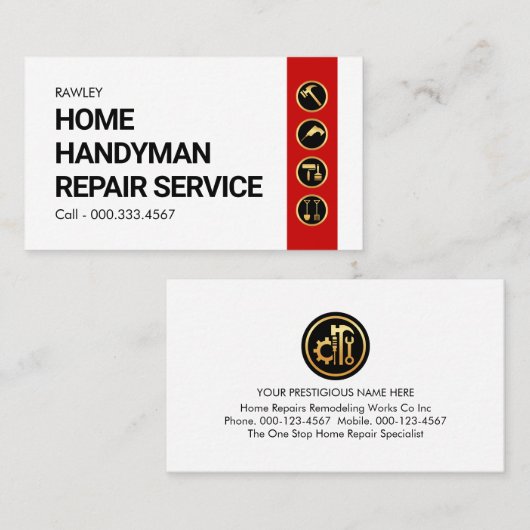 Simple Minimalist Gold Handyman Works 名刺 (正面/裏面)