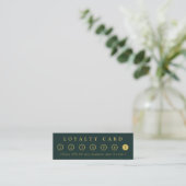 Simple Minimalist Green & Gold Business Logo Salon ロイヤリティカード (スタンド正面)