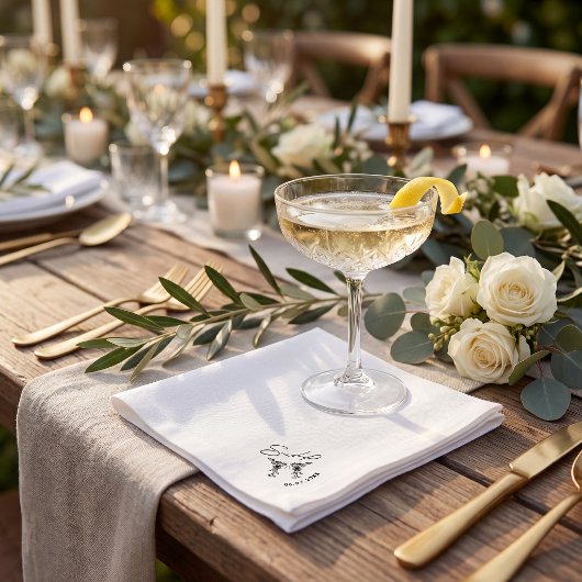 Simple minimalist hand drawn cocktail wedding スタンダードカクテルナプキン