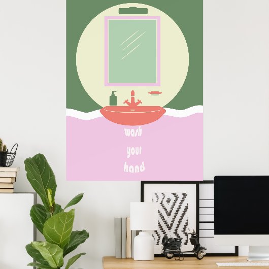 Simple Minimalist Hand Washing Hygiene Reminder  ポスター (ホームオフィス)