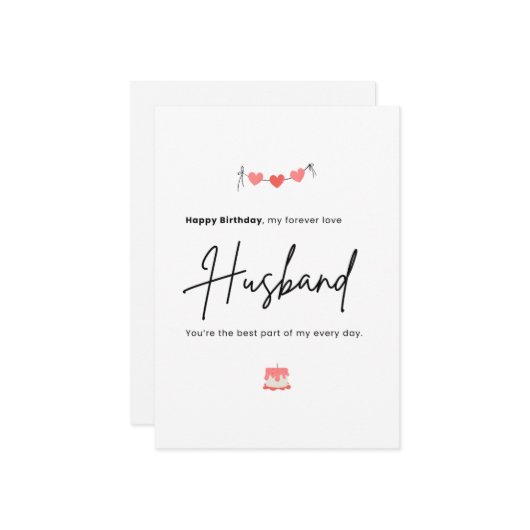 Simple Minimalist Husband Birthday カード (正面/裏面インサイチュ)