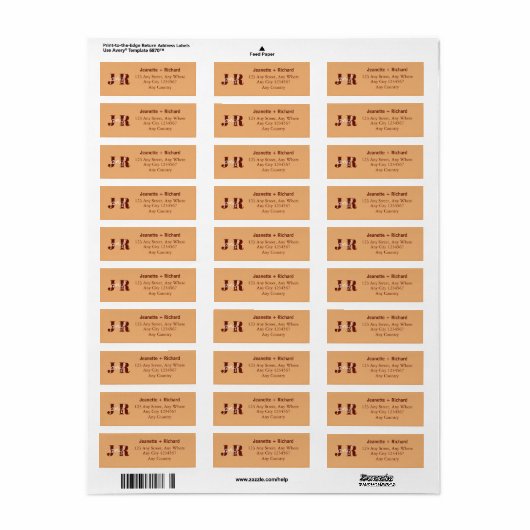 Simple Minimalist Initial Name Script Wedding ラベル (フルシート)