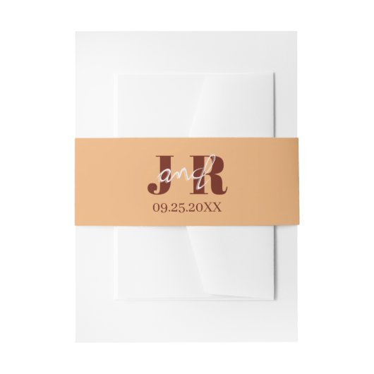 Simple Minimalist Initial Name Sunset Wedding 招待状ベリーバンド (正面例)